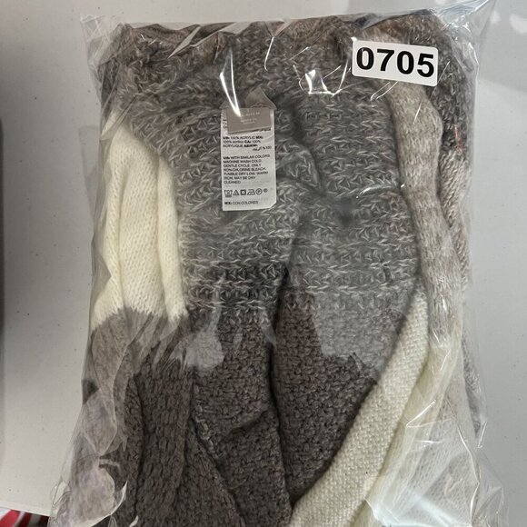 Chicos Womens M Patchwork Open Front Asym Cardigan Sweater Neutral Color Block - Picture 14 of 14